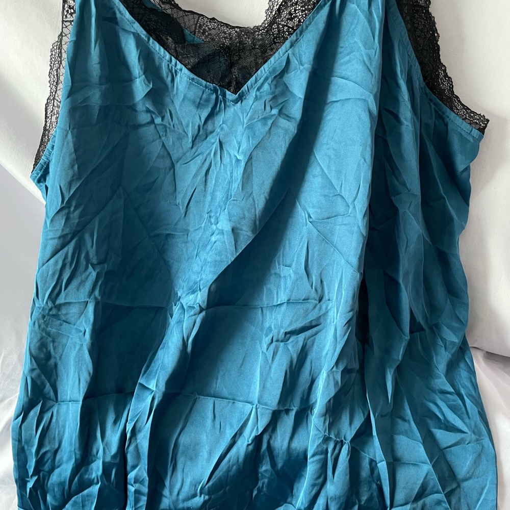 Torrid Teal and Black Lace Chemise